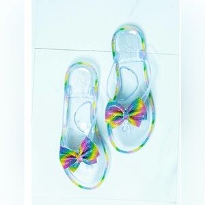 Multi Colored Bow Clear Jelly Flip-Flop Sandals